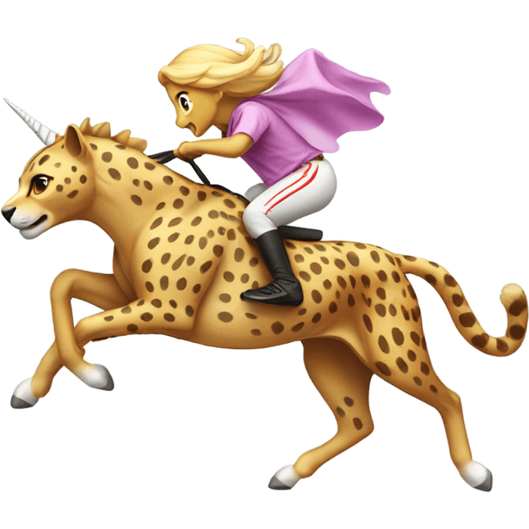 Cheetah racing a unicorn emoji