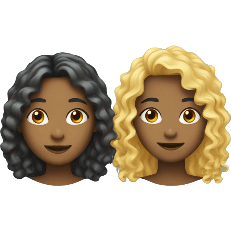 two girls one with straight hair second with curly hair emoji