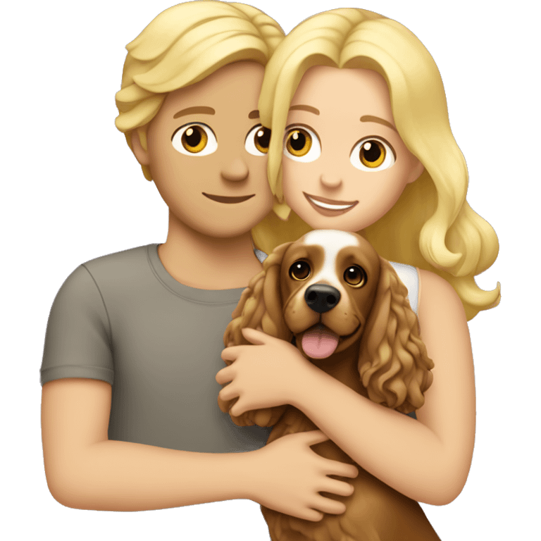 Blonde hugs with cocker spaniel emoji