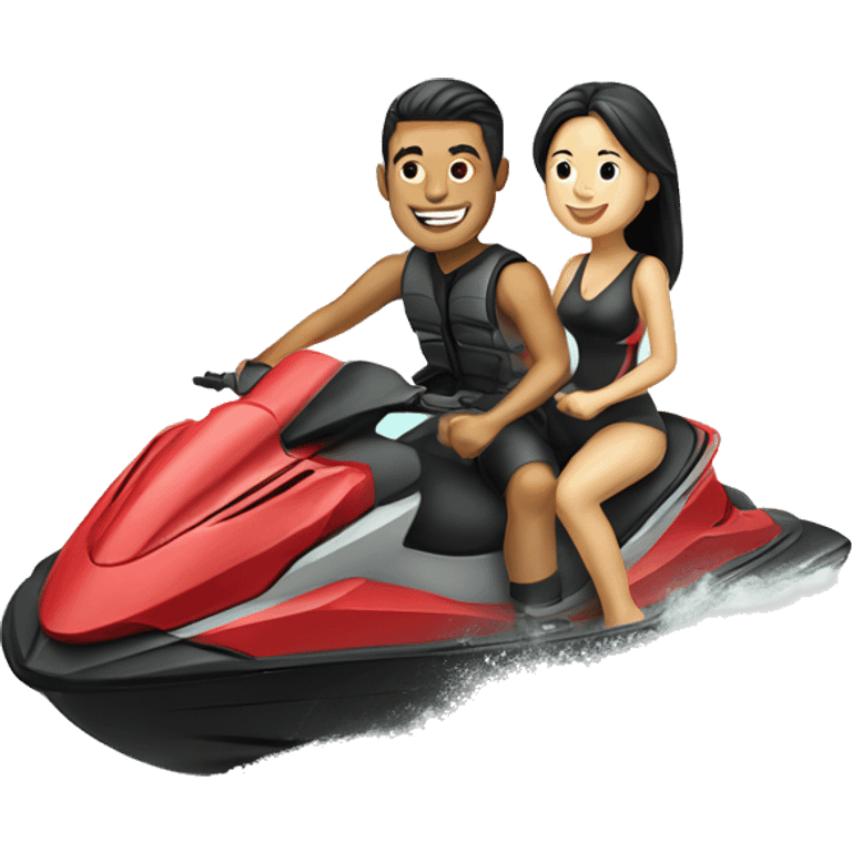 Asian couple on double seat jet ski emoji