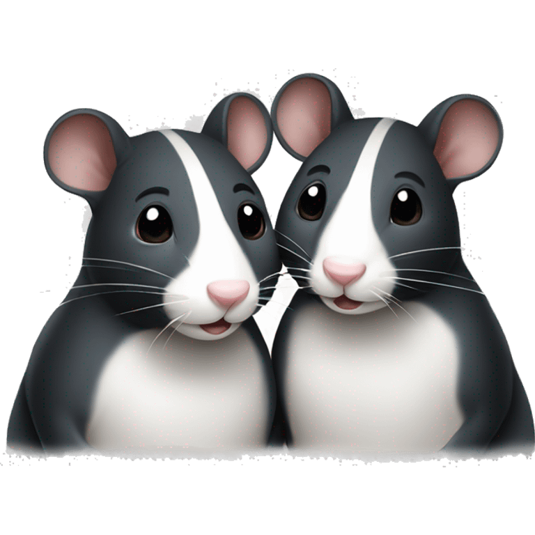 Two black and white rats emoji