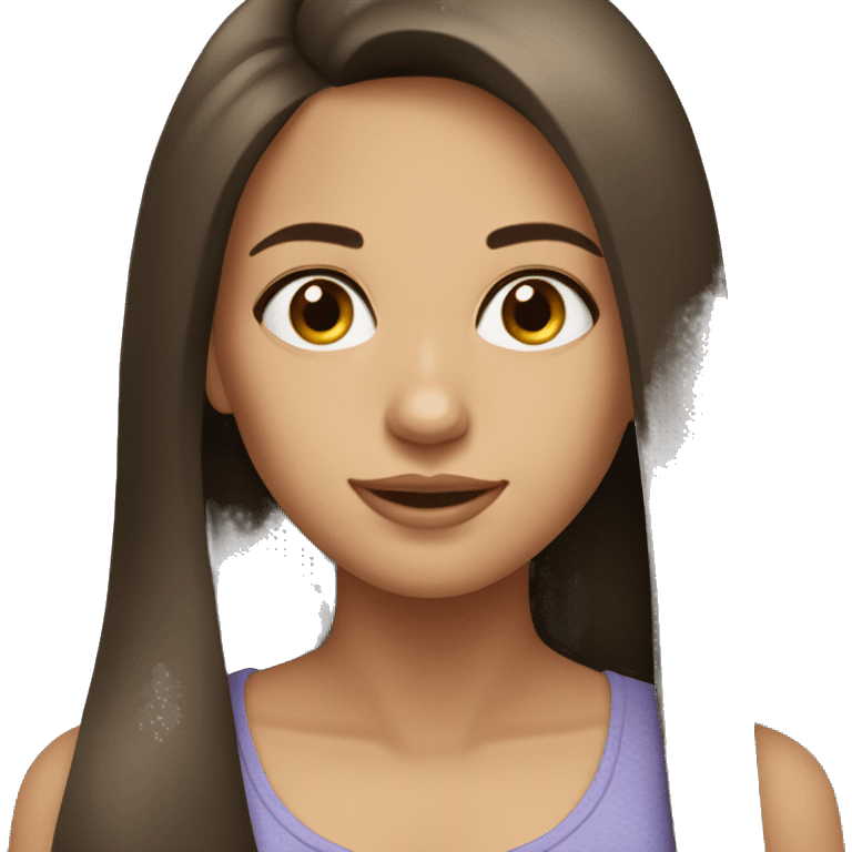 beautiful girl with long, straight hair, brunette emoji