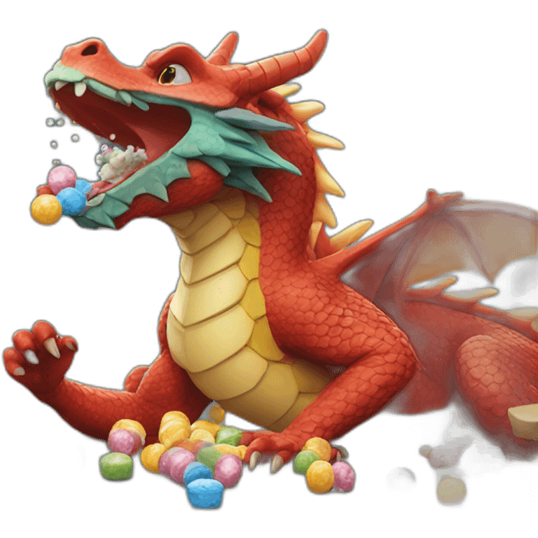 Dragon eating mentos emoji