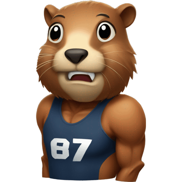 Sports beaver with muscles emoji