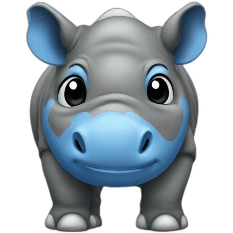 rhinocerous with tshirt black and blue emoji