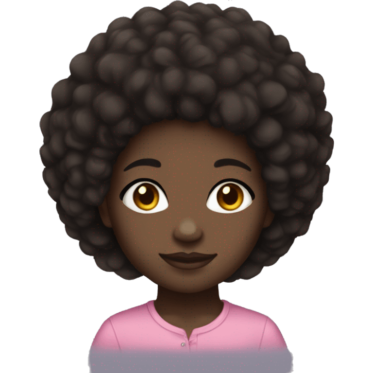 black skin girl afro hair and dark brown eyes emoji