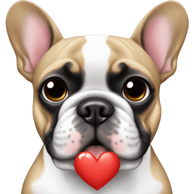 black and white french bulldog face with heart emojis, written "Te Amo" emoji