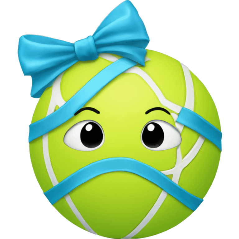 Tennis ball with a light blue bow  emoji