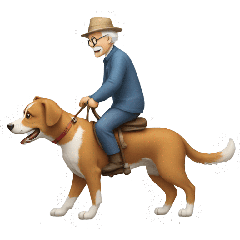 Old man riding on a dog  emoji