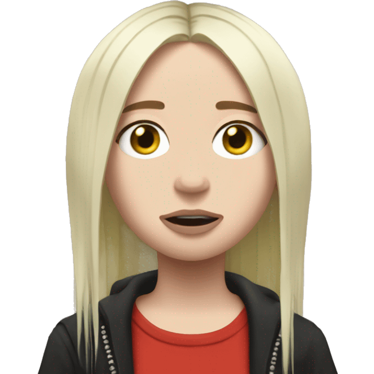 Billie Eilish whit red roost emoji