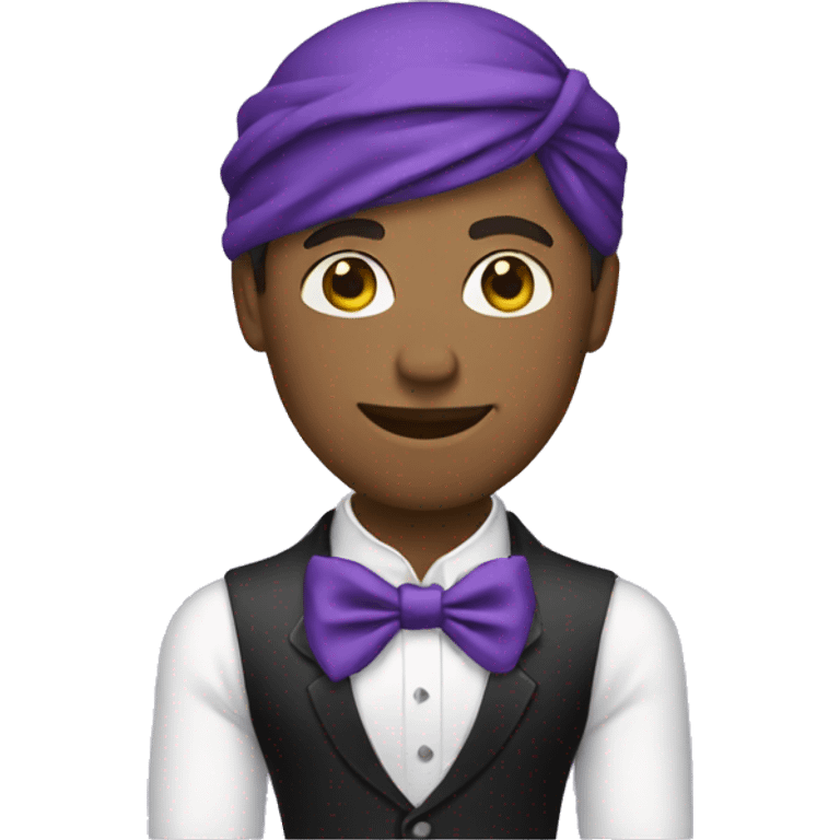 Guy in tuxedo wearing a purple bandana emoji