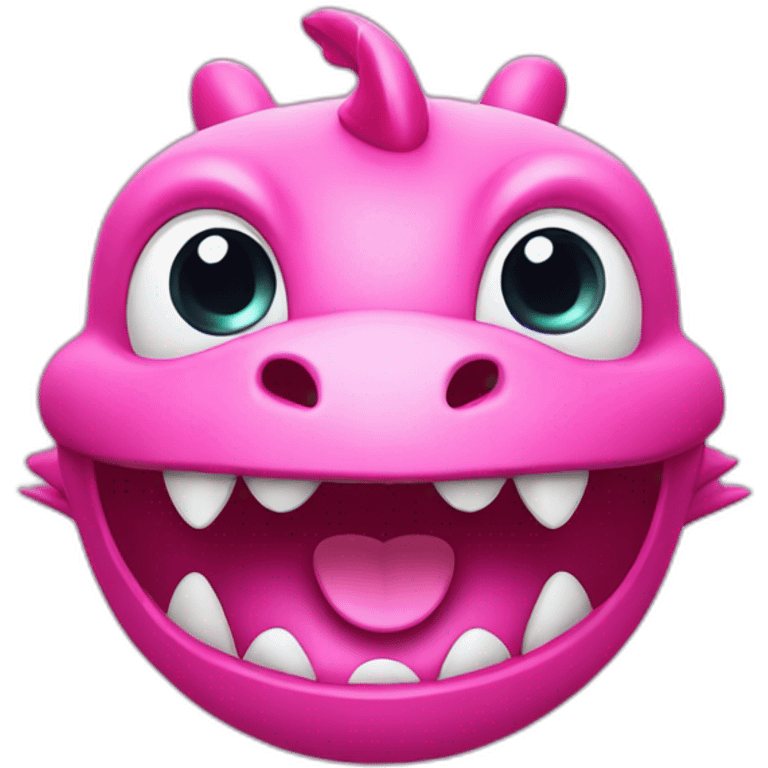 3d emoji,  transparent background, show face only, pink dragon with big smile, cute style emoji