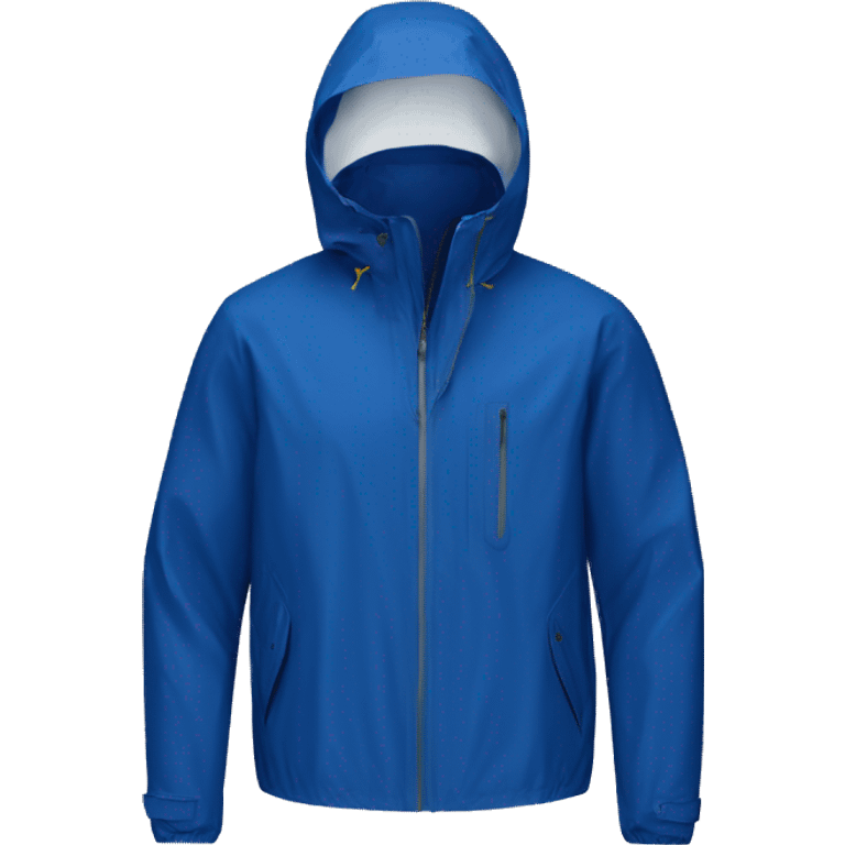 a waterproof K-way jacket totally in Blue Royal Marine color with hood, just the object itself emoji