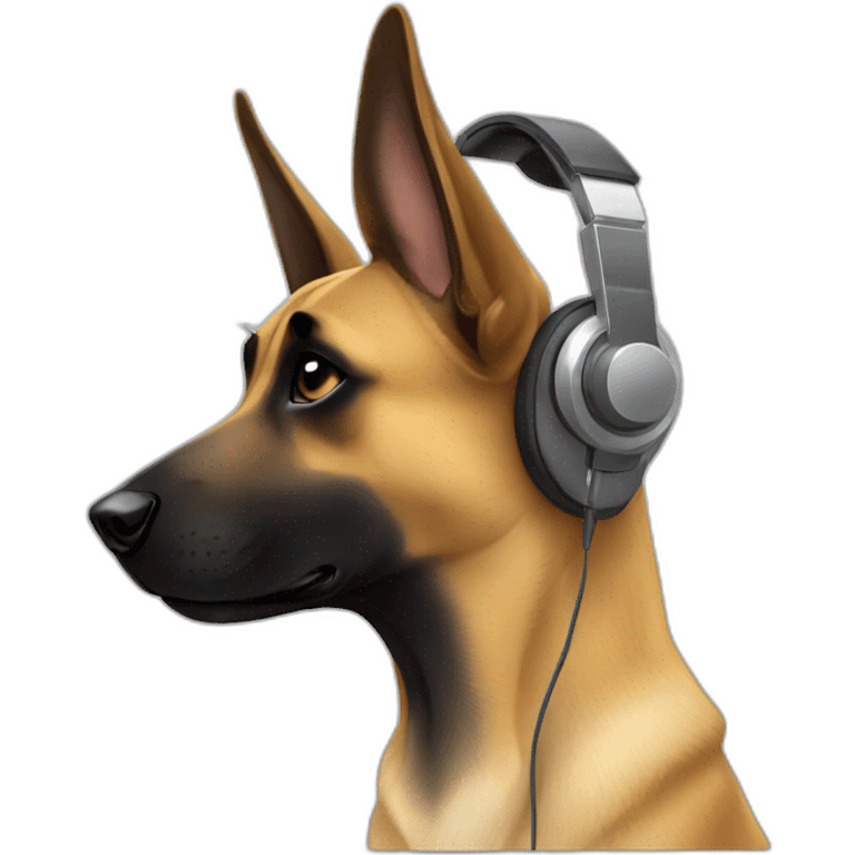 Malinois with headphone emoji