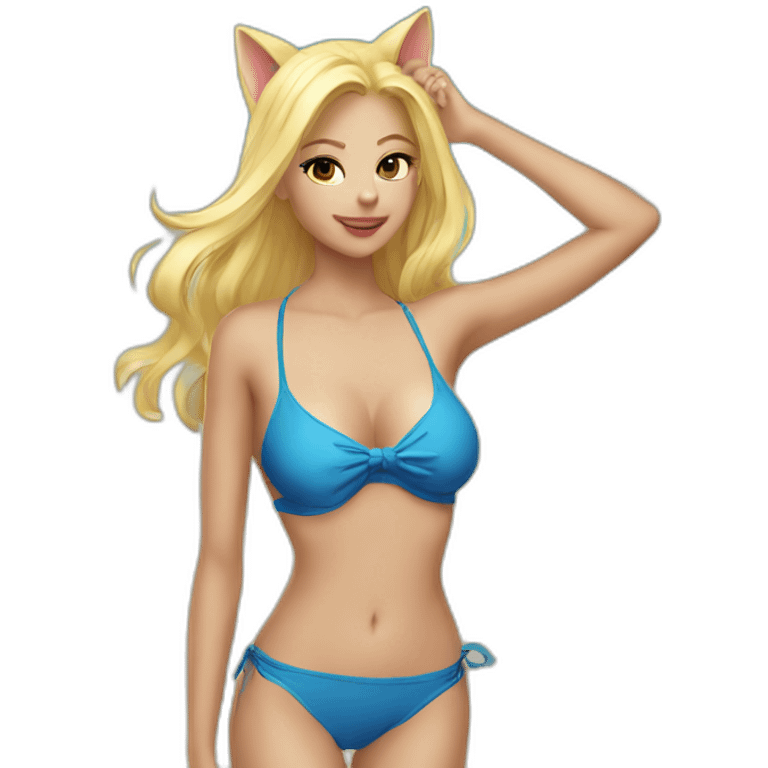 hot catgirl blonde swim suit emoji