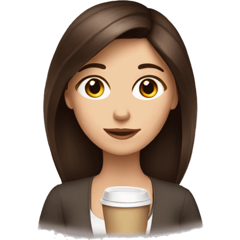 White Brunette with brown eyes drinking coffee emoji