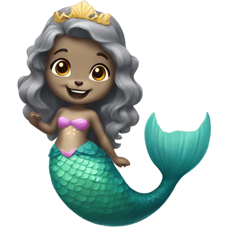 A cute and happy mermaid princess otter emoji