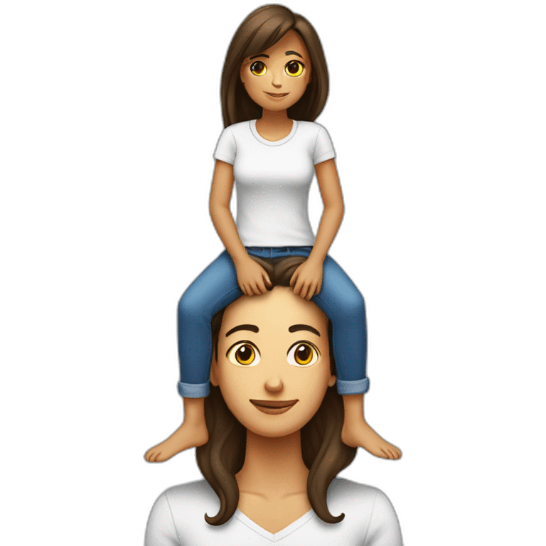 Woman sitting on the shoulders of A man sitting upsidedown emoji