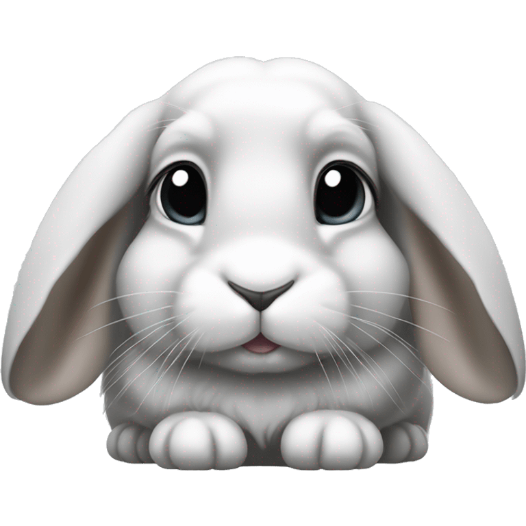 Mini lop eared rabbit, light grey with a white diamond on forehead between the eyes emoji