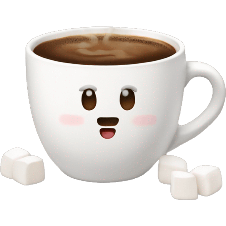 A hot coffee with marshmallows on top emoji