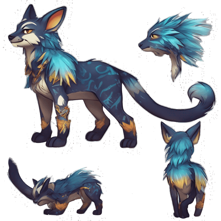 Cool cute Kawaii edgy fantasy shiny animal  fursona Fionbri vernid by griffsnuff & LiLaiRa & Falvie full body emoji