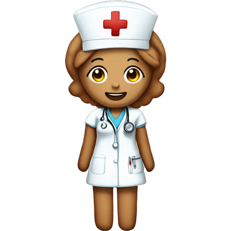 Realistic gingerbread girl cookie dressed as a nurse isolated.  emoji