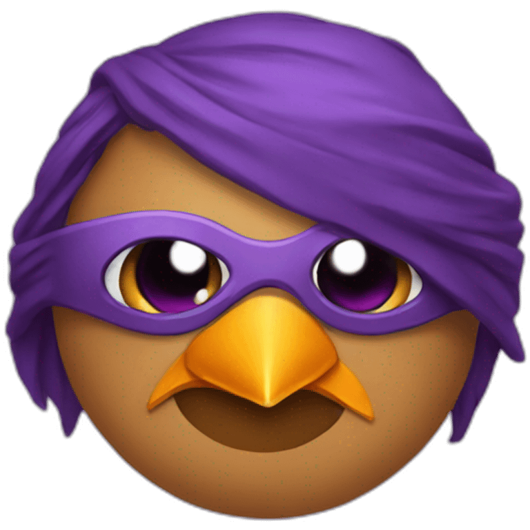 Robin with a purple eye mask emoji