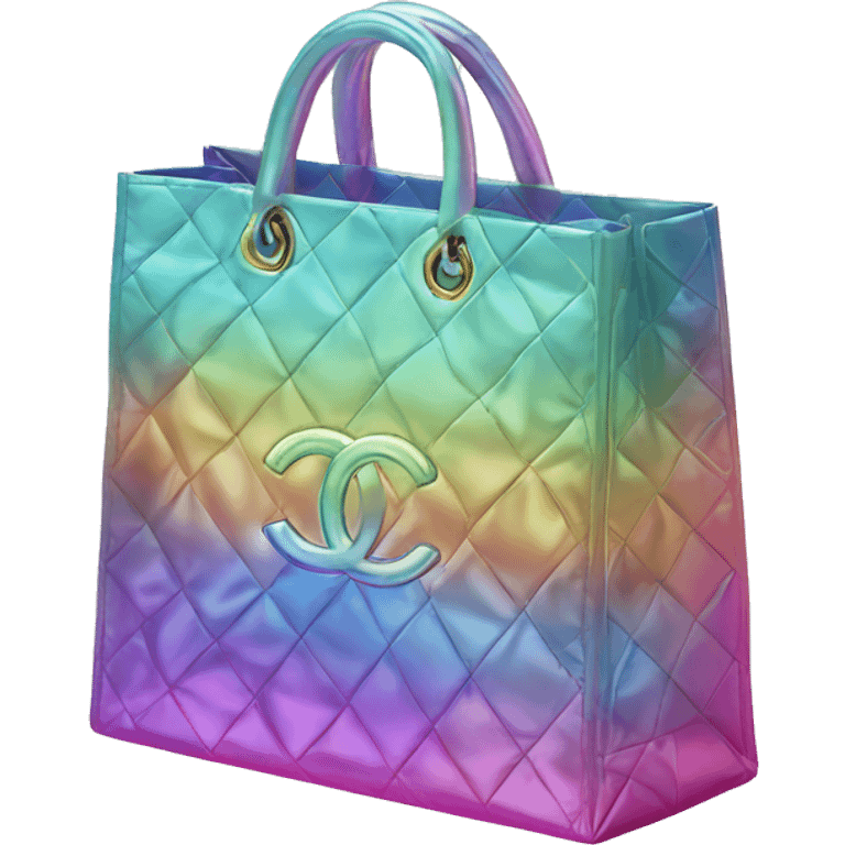 Iridescent Christmas Chanel shopping bag emoji