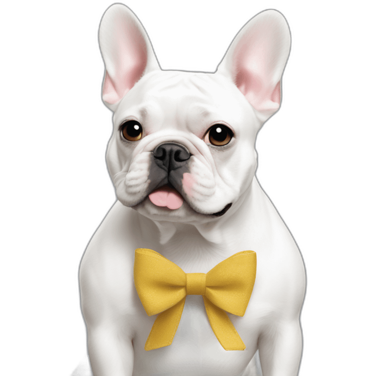 Fashion white FRENCH BULLDOG with fashion model emoji