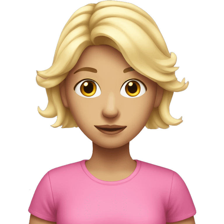 Blond girl with pink shirt doing aeral hoop emoji