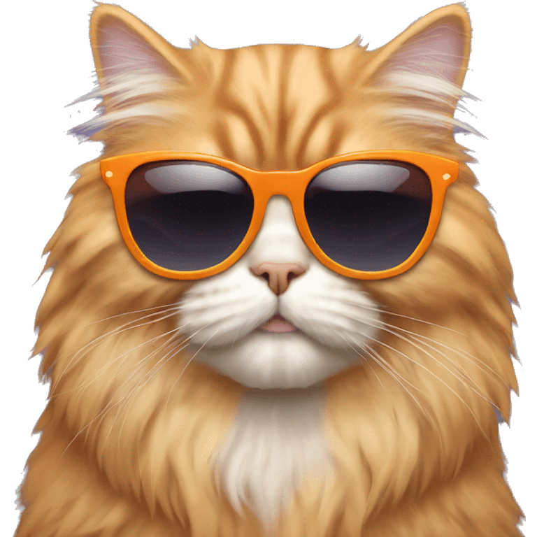 Persian Orange fluffy cat with sunglasses emoji