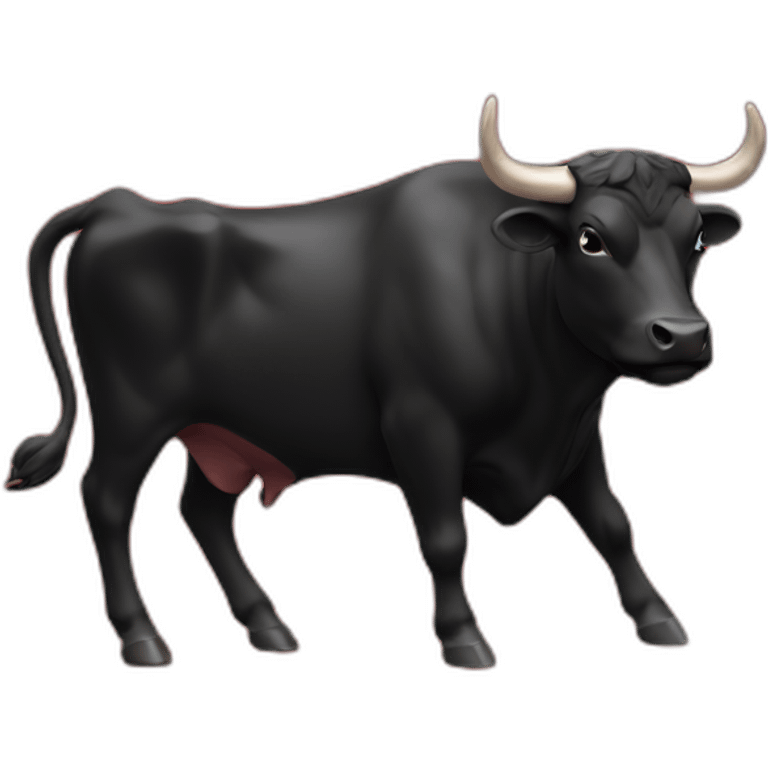 black bull on red bg emoji