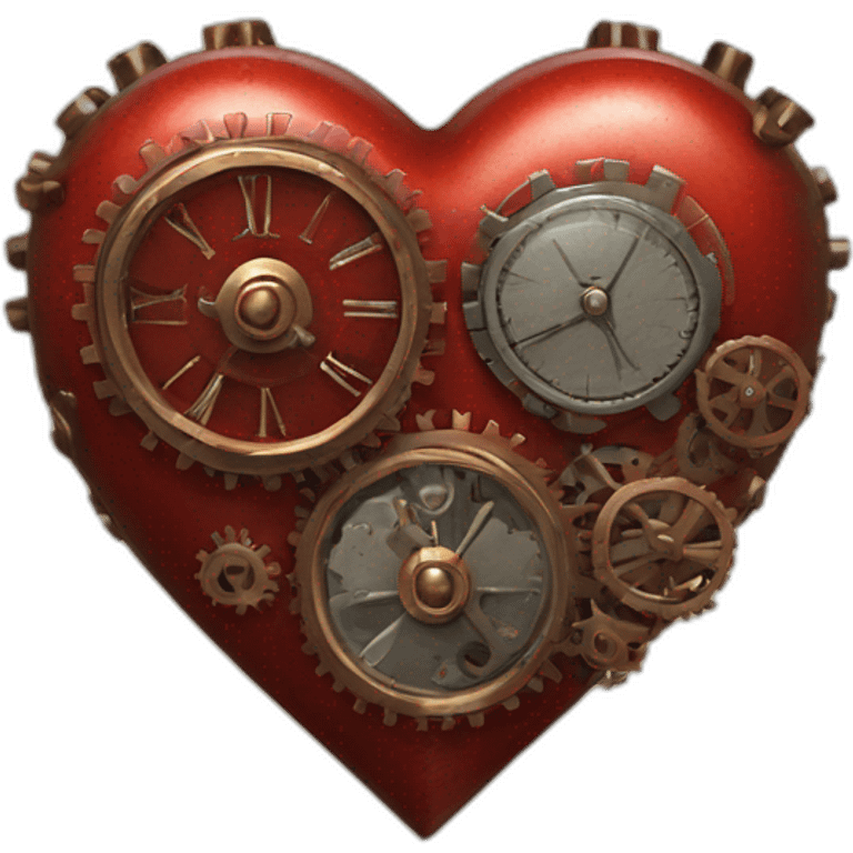 Red steampunk metal heart emoji