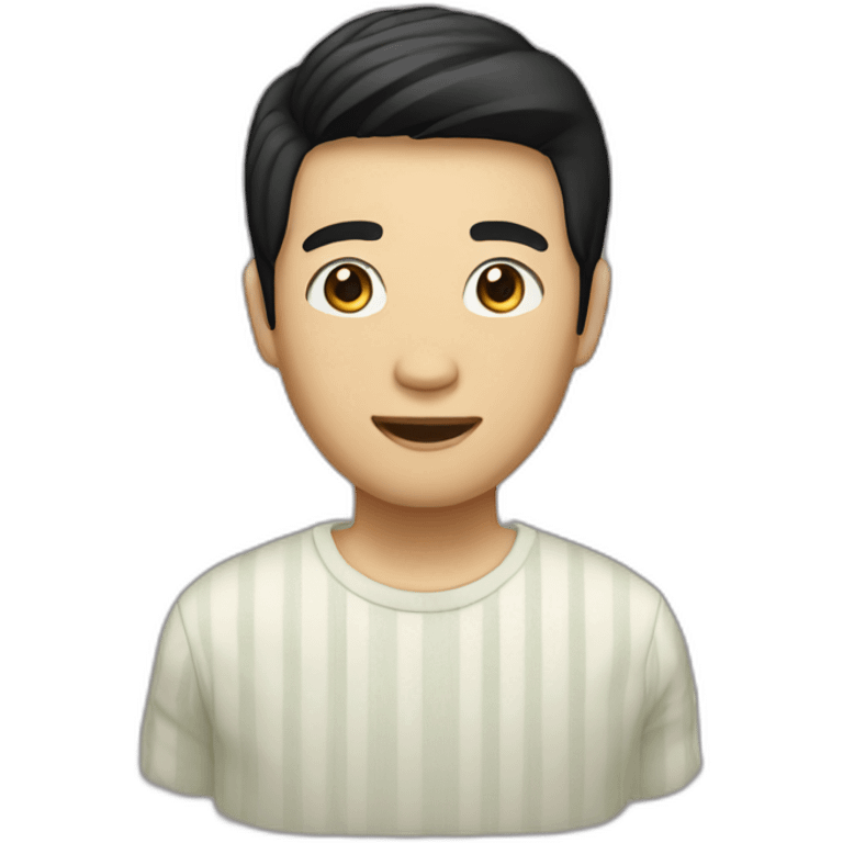 asian male with curtains haircut black hair emoji