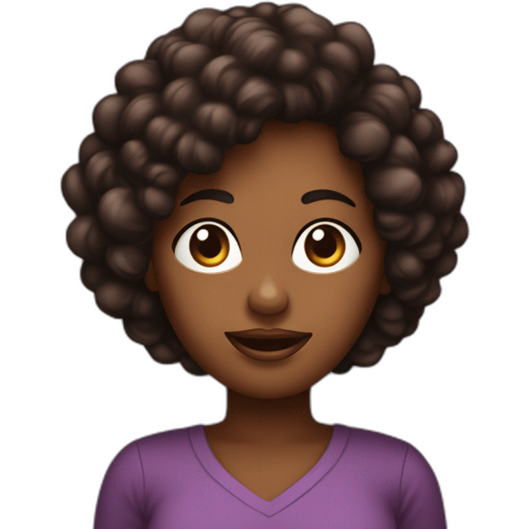 Mujer de pelo negro y ojos marrones que ve su smartphone, notificaciones de redes sociales ones que ve su smartphone, notificaciones de redes sociales  emoji