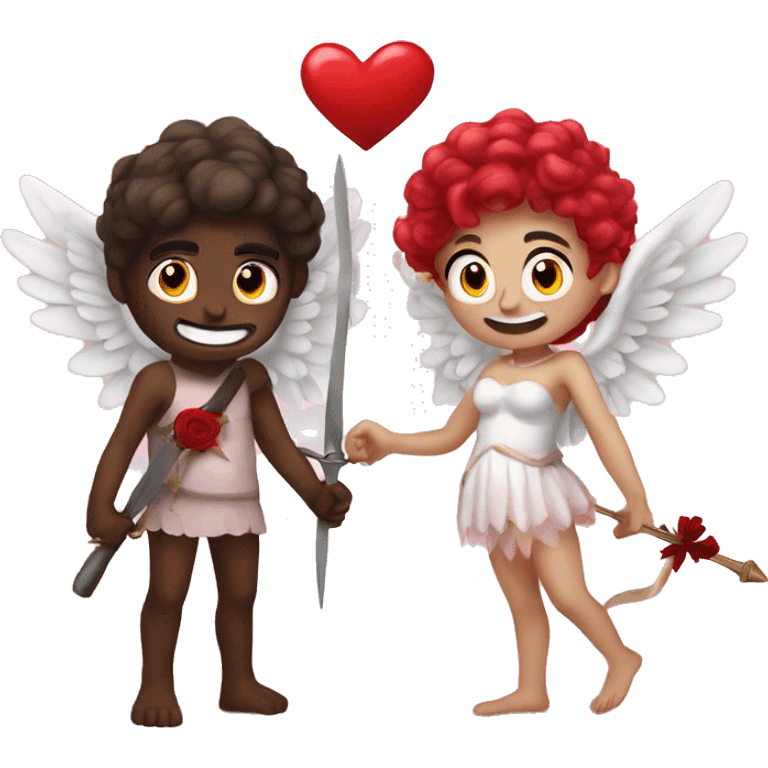 Me and my bf dress as cupid and victim  emoji