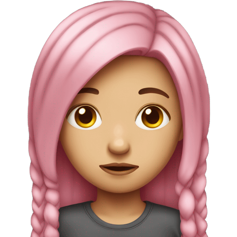 Pink hair girl with sad face  emoji