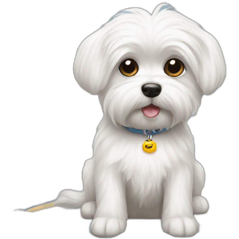 maltese dog at computer emoji