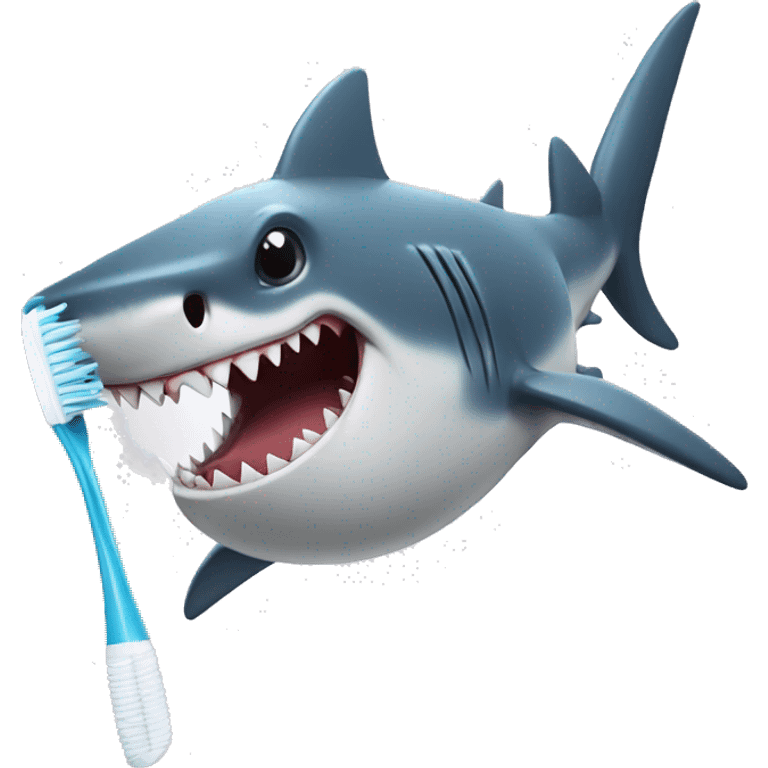 shark with toothbrush emoji