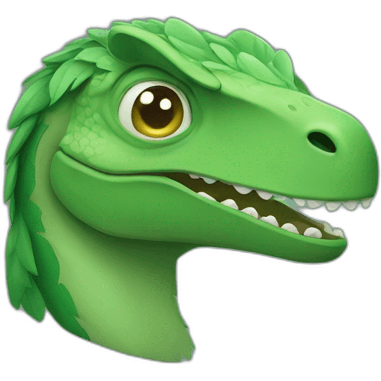 green raptor head closed eyes emoji