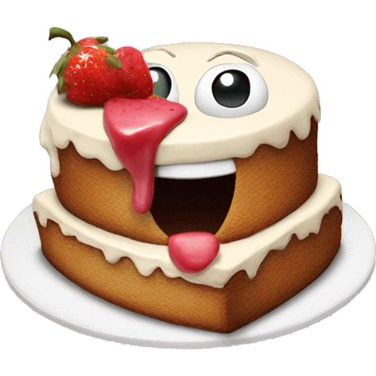 HapPY FACE EATING A POECE OF CAKE  emoji