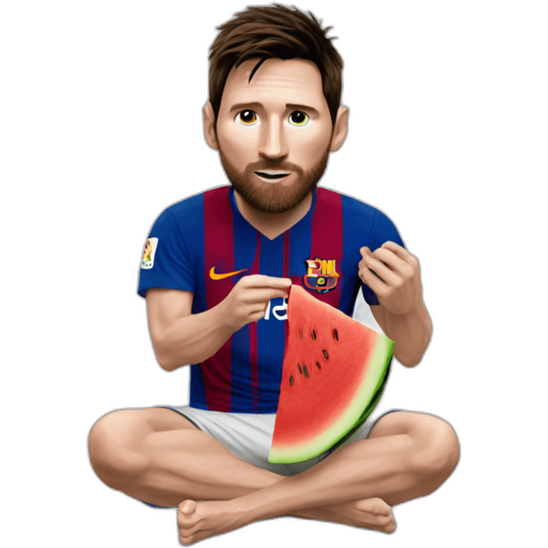 Messi eating a watermelon emoji