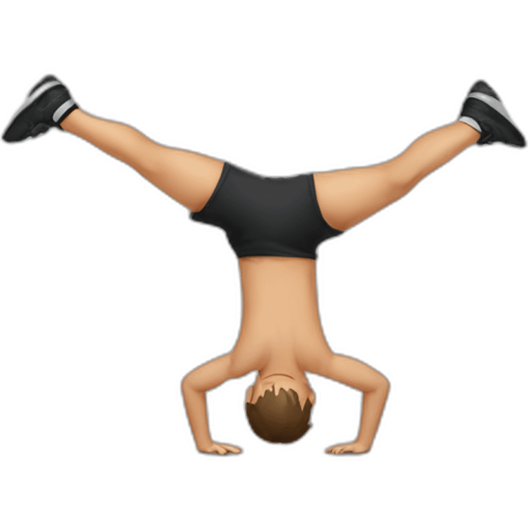 boy in handstand push up with black short emoji