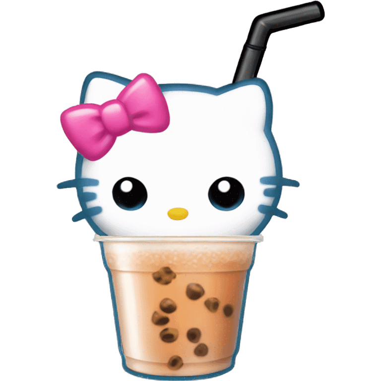 Hello kitty drinking bubble tea  emoji