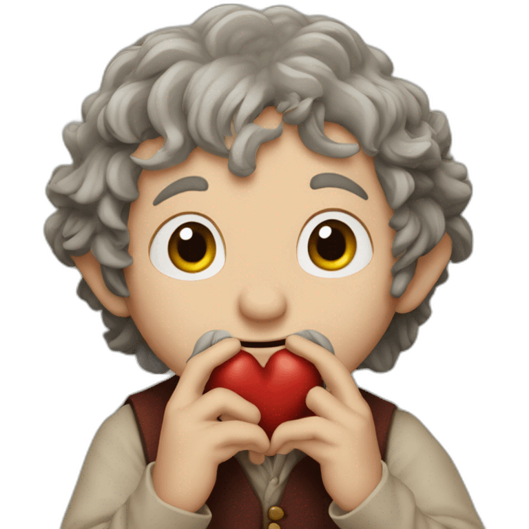 bilbo baggins making a heart with his hands emoji