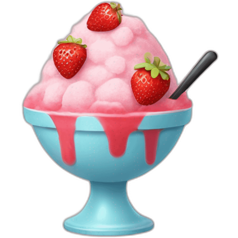 Shaved Ice with strawberry emoji