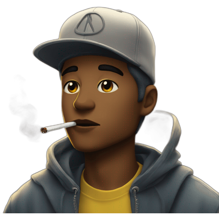 cool guy with pikachu hat smoking emoji