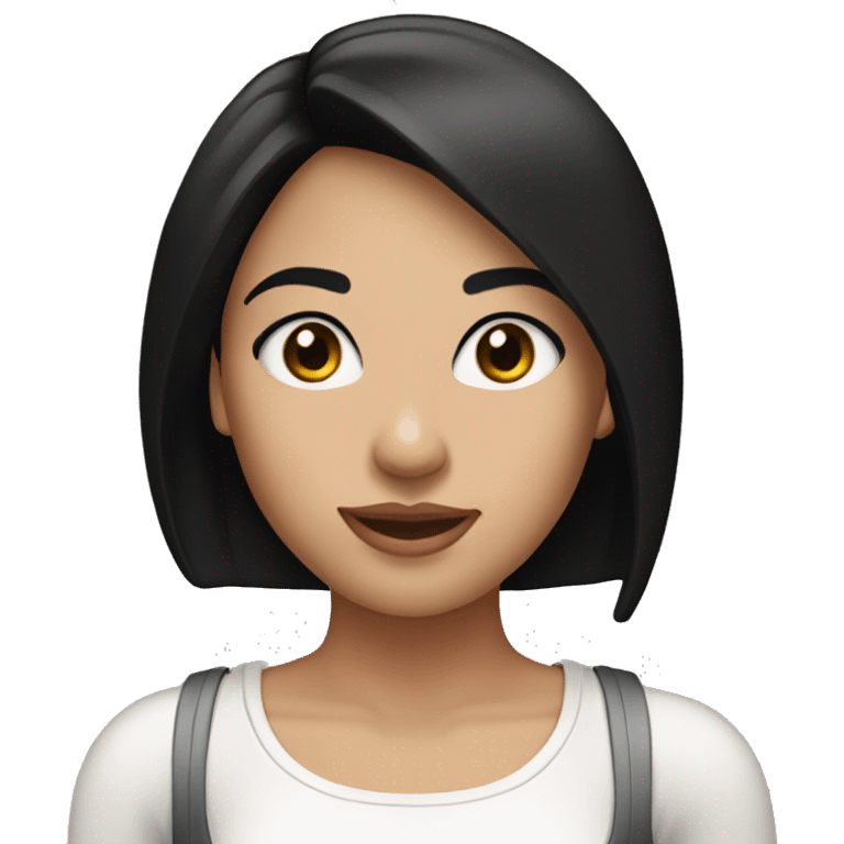 A girl with straight black hair with eyelashes and clear skin with a white tank top  emoji