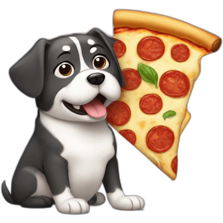 Chien qui mange une pizza emoji