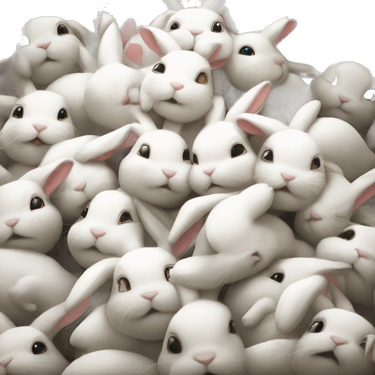 Pile of white bunnies  emoji